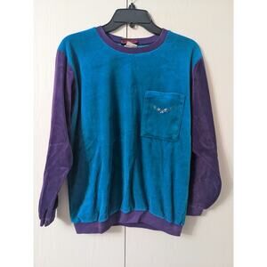 Andover Women's Long Sleeve Crew Neck Blue Purple Sweatshirt Size M Velvet
